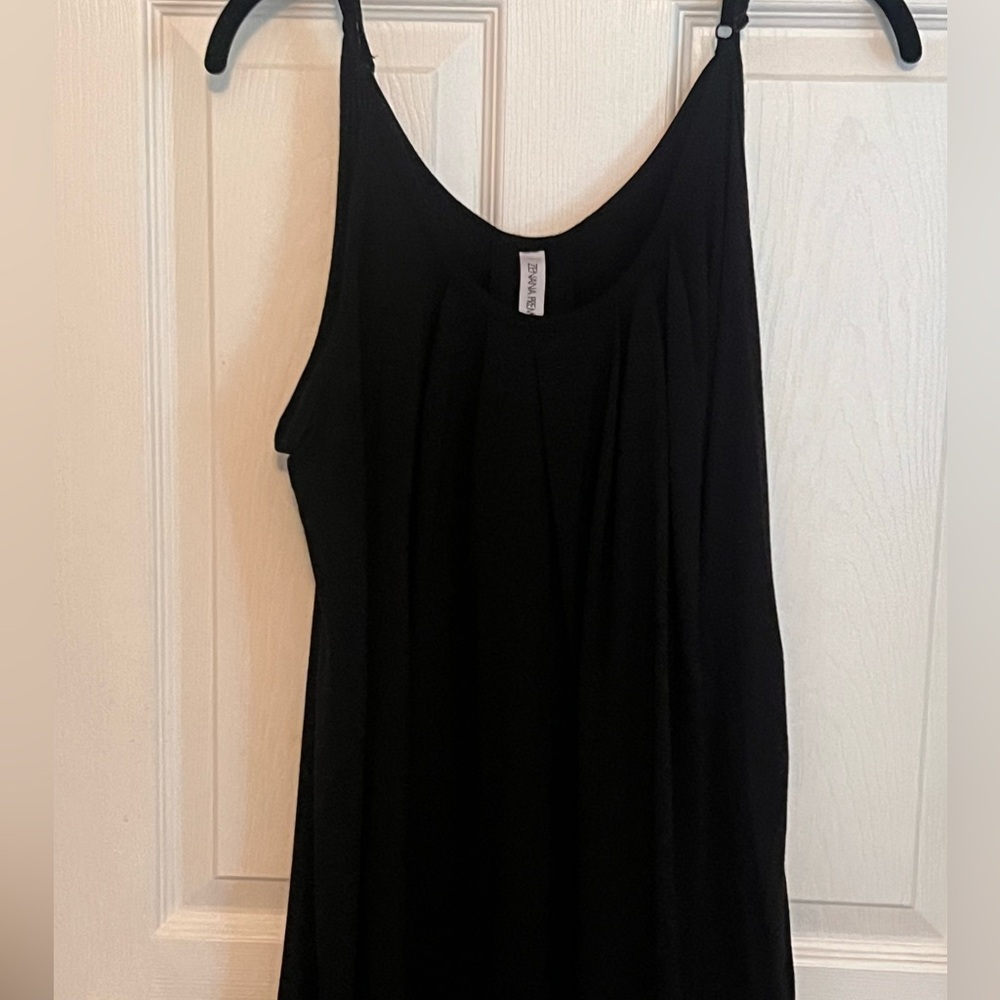 Black flowy top with detailed pleated front